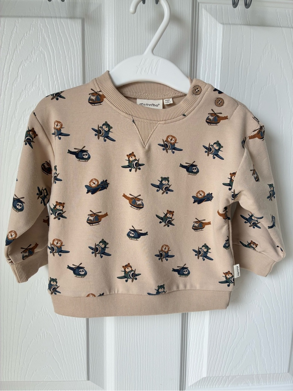 NWOT Toddler Beige Airplane Print Sweatshirt